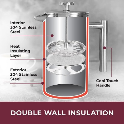 Stainless Steel Double Insulated French Press Coffee Maker