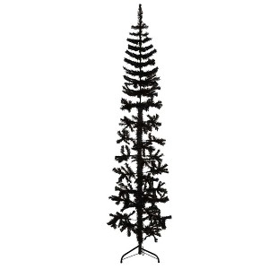 vidaXL Slim Artificial Half Christmas Tree with Stand Black 8 ft - 1 of 4