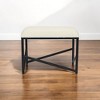 Trion Abstract Black Bench with White Boucle Upholstery - 4 of 4