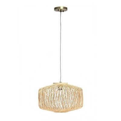Natural Beige Rattan Round Pendant Ceiling Light