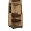 Vynxaria Corner Bar Cabinet 71"H with Five Shelves, Eight Bottle Cubbies and Stemware,Macadamia - 3 of 4