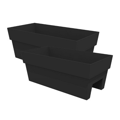Bloem  24" Finley Rectangle Deck Rail Planter,Fits Rail Sizes between 3" - 6" Wide, 2 Pack