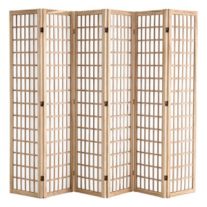 VEVOR Room Divider, 6 Panel Japanese Room Divider, Wood Folding Privacy Screen Indoor, Japanese Partition Dividers Portable Decoration Screens Yellow - 1 of 4