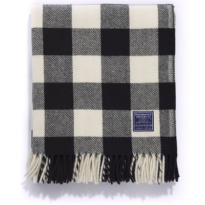 50"x72" Buffalo Check Throw Blanket White/Black - Faribault Woolen Mill