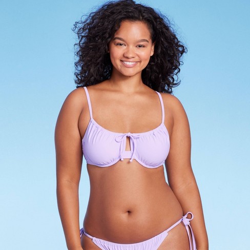 Women's Shirred Underwire Bikini Top - Wild Fable™ Light Purple S : Target