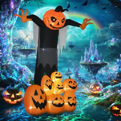 LOVSON Halloween Inflatable Outdoor Decorations: Pumpkin Ghosts and Pumpkin Patch Giant Inflatable Yard Decorations Ideal for Lawns, Parties