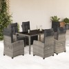 vidaXL Patio Dining Set with Cushions Outdoor Garden Furniture Poly Rattan - Gray 59.1" Table Length 6 Piece - 2 of 4