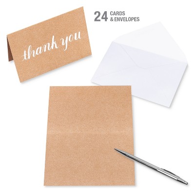 24ct Thank You Cards with Envelopes Kraft - Spritz&#8482;