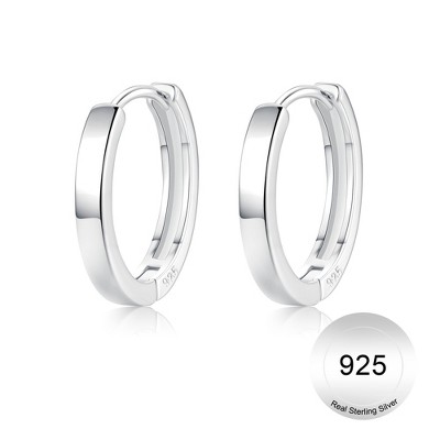 Turandoss S925 Sterling Silver Huggie Hoop Earrings for Women Girls - Dainty Small Chunky Silver Earring Hypoallergenic, Christmas Gifts for Women