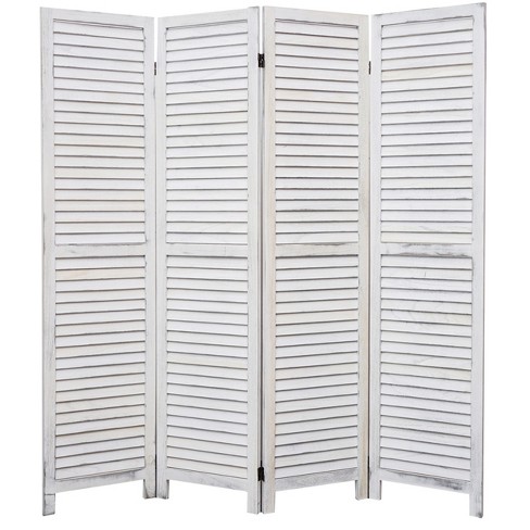 Legacy Decor 4 Panel Room Divider Full Length Wood Shutters Louver ...