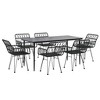 vidaXL Garden Dining Set Black Steel, Tempered Glass, Polyethylene Medium - Black 63" x 31.5" x 29.1" 6 - 3 of 4