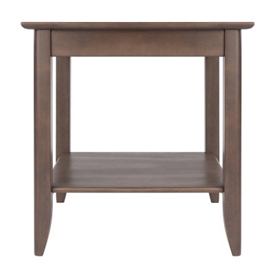 Santino Square Wood End Table in Oyster Gray with Darker Inlay