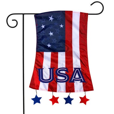 Patriotic Red and Blue Polyester Garden Flag with Stars