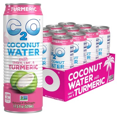 C2O - Coconut Water With Ginger, Lime, & Turmeric - 17.5 Fl Oz (Pack Of 12)