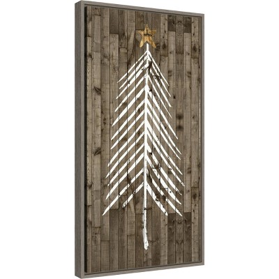 Rustic Brown and White Christmas Tree Canvas Wall Art
