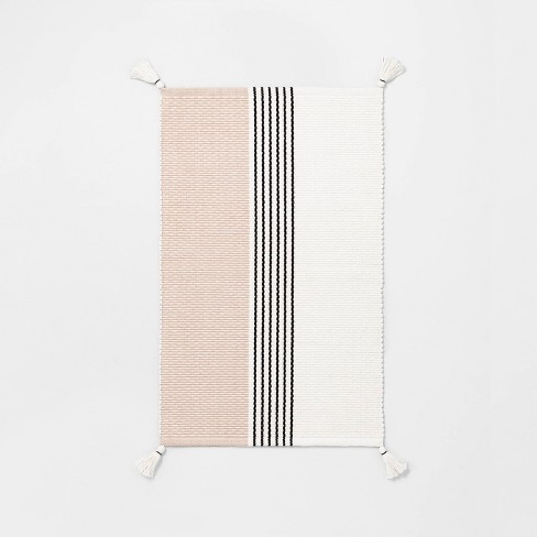 Striped Bath Rug White/black - Opalhouse™ : Target