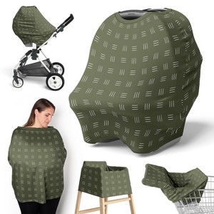 Sweet Jojo Designs Boy, Girl, Unisex/Gender Neutral 5-in-1 Multi Use Baby Nursing Cover Jungle Green and White - 1 of 4