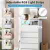 4 Drawer Dresser, White LED Dresser with Charging Station, Anchors to Wall, 6-Color Adjustable Light Strip - 3 of 4