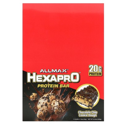 ALLMAX Hexapro™, Protein Bar, Chocolate Chip Cookie Dough, 12 Bars, 1.9 oz (54 g) Each