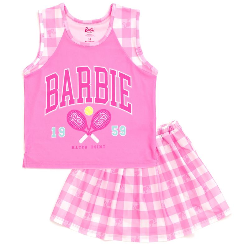 Barbie Girls Tank Top and Pleated Skort Outfit Set Little Kid to Big Kid, 1 of 6