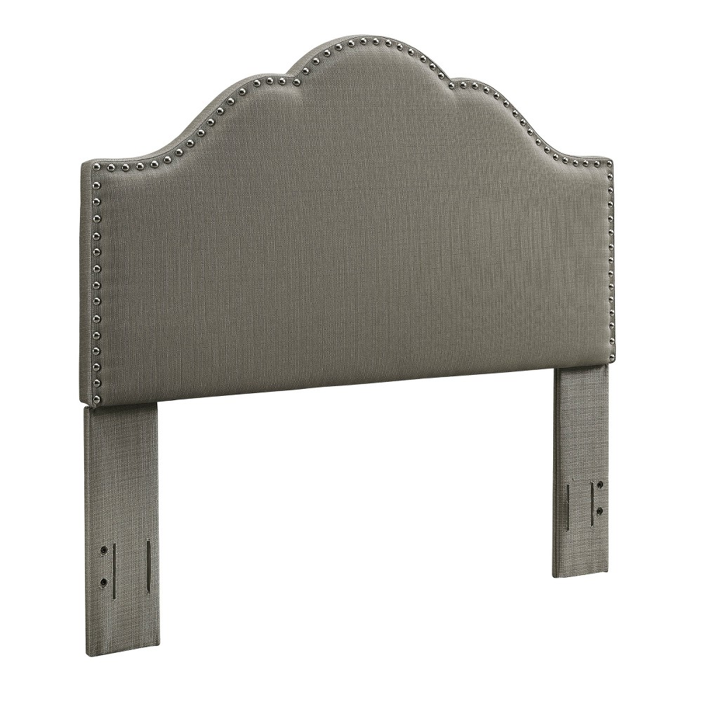Photos - Bed Frame Crosley Queen Preston Camelback Upholstered Adult Headboard Linen Shadow Gray - Cr 