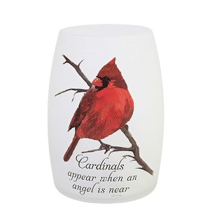 Stony Creek 5.5 Inch Angel Cardinal Lit Small Vase Bereavement Sympathy Loss Novelty Sculpture Lights - 1 of 3