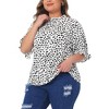 Agnes Orinda Women's Plus Size Polka Dots Printed Ruffle Hem Short Sleeve Mock Neck Blouses - 2 of 4