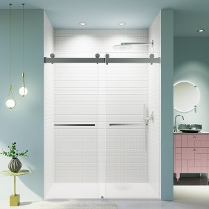 NicBex Bypass Shower Door 76"H Frameless Double Sliding Shower Doors with 3/8 inches (10mm) Thick SGCC Tempered Glass for Bathroom - 1 of 4