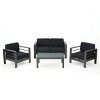 4-Piece Outdoor Aluminum Conversation Set with Glass Top Table,Loveseat & 2 Armchairs, Patio Furniture for Balcony,Deck,or Garden-Maison Boucle - 2 of 4
