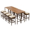 CAVINAS Dining Chairs Set of 5 Wicker Porch Furniture Acacia Wood Tabletop Patio Table with 4 Chairs for Patio - 4 of 4