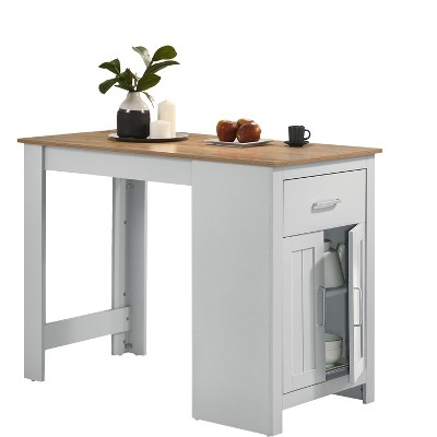 NicBex 47 Inch Rectangle Dining Table,Counter Height Table with Cabinet and Drawer for Living Dining Room,Small Space,White