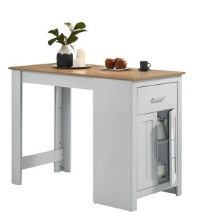 NicBex 47 Inch Rectangle Dining Table,Counter Height Table with Cabinet and Drawer for Living Dining Room,Small Space,White - 1 of 4