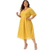 Agnes Orinda Women's Plus Size Elegant Lace Floral Ruffle Short Sleeve V Neck Trendy Tunic Dresses - 3 of 4