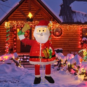 Angel Sar 6FT Lighted Santa Claus with Bell Christmas Decoration, Pull-Up Santa with 200 Warm White LEDs, Outdoor Indoor Holiday Display - 1 of 4