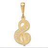 Black Bow Jewelry 14k Yellow Gold, Maci Collection, LG Filigree Script Initial S Pendant - 3 of 4