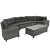 8-Piece Outdoor Patio Wicker Half-Moon Sectional Sofa Set with Rectangular Coffee Table - 3 of 4