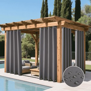 NICETOWN Outdoor Patio Top & Bottom Grommet Curtains Windproof Blackout Insulated 2 Panel - 1 of 4