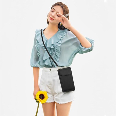 FATMOON Small Cell Phone Crossbody Bag Purse Mini shoulder phone bag, PU Leather Wallet Purse for Women, Black