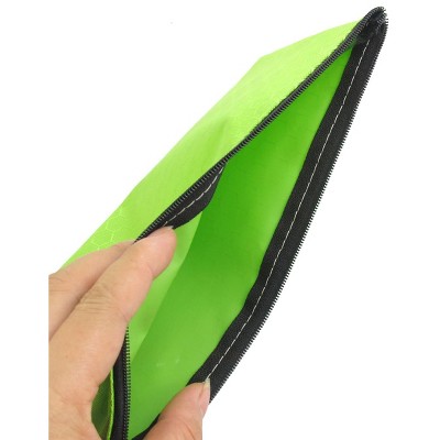 PiccoCasa Zipper Closure Cosmetic Paper Pen Pencil Stationery Bag Folders 9.1" x 4.5" Green 1 Pc