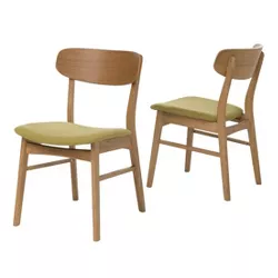 Set of 2 Lucious Dining Chair Green Tea/Oak - Christopher Knight Home