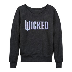 Women's - Wicked - Sparkle Logo Lightweight French Terry Wide Neck Long Sleeve Graphic Shirt - 1 of 4