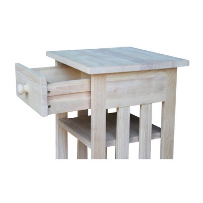 Unfinished Parawood Mission Telephone Stand with Storage