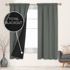 Deconovo ModernLuxury BlackOut RodCurtains For LivingRoom or BedRoom，Easy Clean,2Panels - 1 of 4