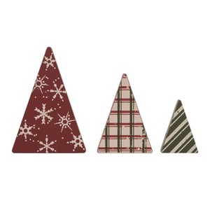 Transpac MDF Patterned Christmas Tree Block Décor Set of 3 Christmas Home Decorations - 1 of 1