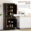 Aghana Digitals 72.25" Walnut Farmhouse Kitchen Pantry Cabinet with 4 Doors, Drawer, 2 Shelves & - 4 of 4
