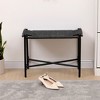 KWPZQEB Rectangular Handwoven Paper Rope Makeup Stool, Foot Stools Ottoman with Metal Frame, Sofa Footrest Extra Seating for Living Room, Entryway - 2 of 4