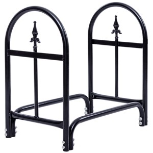 Tangkula 2 Feet Heavy Duty Steel Firewood Log Rack Outdoor Wood Storage Holder Black - 1 of 4