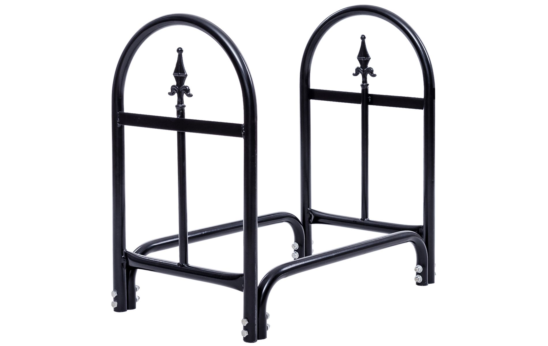 Tangkula 2 Feet Heavy Duty Steel Firewood Log Rack Outdoor Wood Storage Holder Black