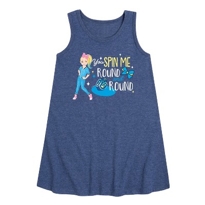 JoJo Siwa You Spin Me Round And Round Graphic Sleeveless Aline Dress - Heather Navy - 3T
