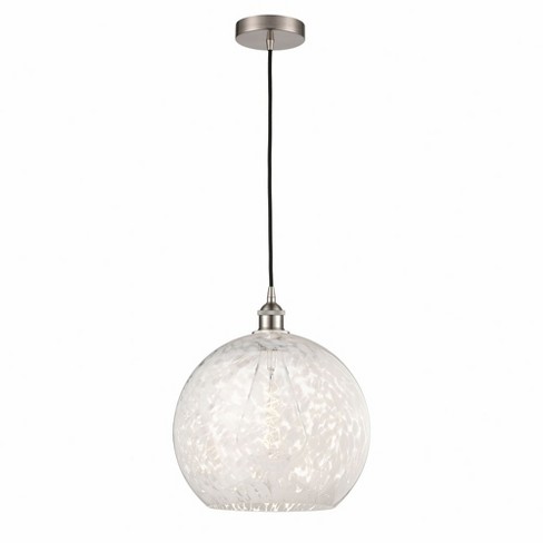 Innovations Lighting White Mouchette 1 - Light Pendant in  Brushed Satin Nickel - image 1 of 1